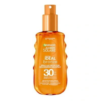Image de GARNIER Ambre Solaire Ideal Bronze Spray Lait Protecteur FPS 30 Protège des UVA &amp; UVB Sublime Le Bronzage Prévient Vieillissement Résiste à L&#039;eau Tous Types de Peaux 150 ml