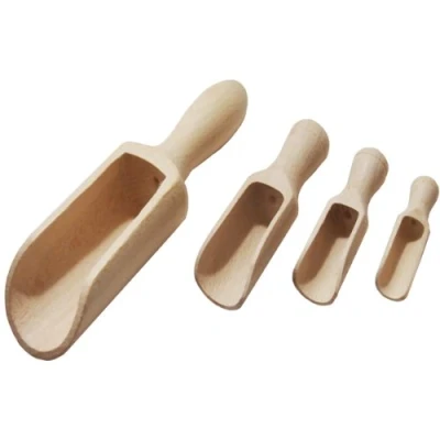 Image de efo Ensemble de 4 Cuillères en Bois Multifonctionnelles Pelles à Sel et Épices Bain Rustiques Noix Tailles : 6; 8.5; 10; 17 cm
