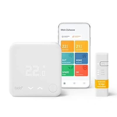 Image de tado Kit de Démarrage Thermostat Intelligent Filaire V3+ connecté pour chaudière et chauffage au sol Installation facile Compatible avec Alexa, Google Assistant Siri