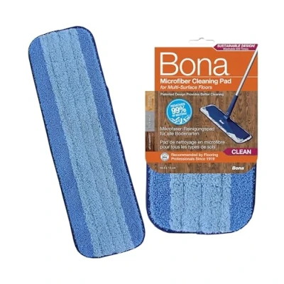 Image de Bona Pad de Nettoyage en Microfibre 42 CM Compatible avec Balai pour Sol Réutilisable Jusqu&#039;à 500 Fois 1 Pack