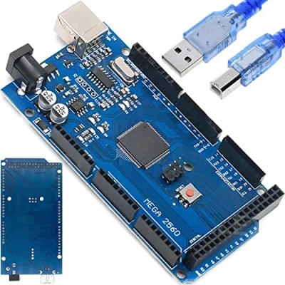Image de Retoo Carte Mega R3 ATmega modèle de 2560 et 16U2 Board Bleu avec Câble USB Compatible Les projets Arduino IDE