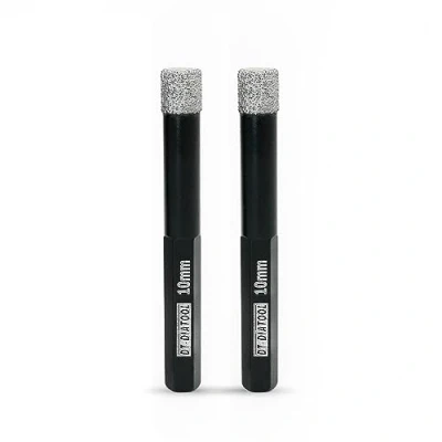 Image de DT DIATOOL Forets Diamant Sec à Queue Hexagonale 2 Pièces 10mm Brasé Sous Vide Scie Cloche pour Tuile Céramique Marbre Granit