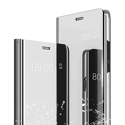 Image de WOBURN Étui à rabat transparent pour Samsung Galaxy A34 5G, coque de protection intégrale 360, maquillage translucide, argenté