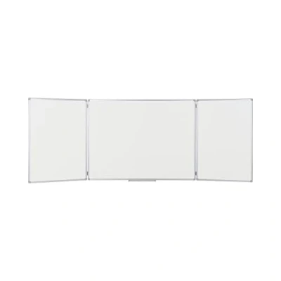 Image de Bi Office Earth Tableau Blanc Triptyque Magnétique, Surface Émaillé avec Cadre en Aluminium, 90 x 60 cm Fermé/180 Ouvert