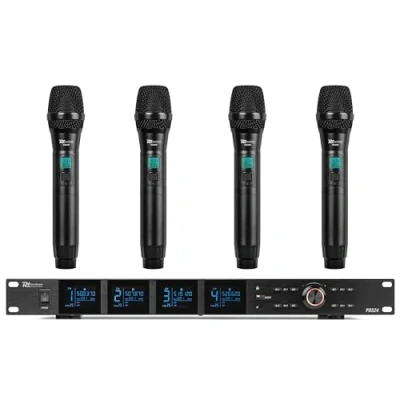 Image de Power Dynamics PD524 Système de Microphones UHF avec 4 Micros Main Sans Fil 100 Canaux