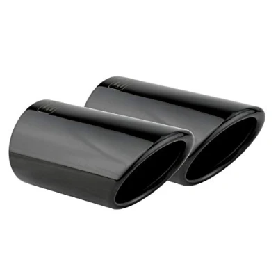 Image de L&amp;P A289 Embout Echappement noir inox Lot de 2 embouts d&#039;échappement en acier inoxydable compatible avec VW Golf 7 VII Variant et pour Touran 5T tuyau 60 mm