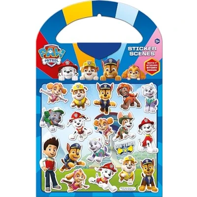 Image de Paper Projects 01.70.29.011 Paw Patrol Kit d&#039;activités comprenant 6 scènes et plus de 50 autocollants réutilisables, bleu, 23,5 x 15 cm