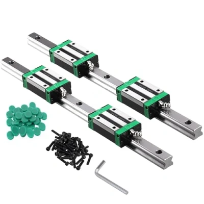 Image de ONLISUM HGR20 Lot de 2 rails linéaires 200 mm avec 4 blocs coussin roulement HGH20CA 20 pour imprimante 3D DIY et fraiseuses CNC