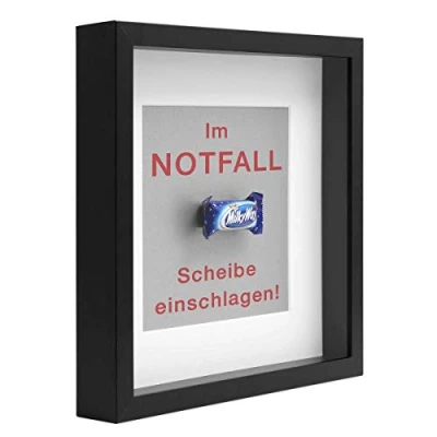 Image de PHOTOLINI Cadre Photo 3D à remplir 30 x cm Noir, boîte Profond avec Passe Partout, pour Objets jusqu&#039;à 3 cm, Bois MDF, Verre Les Loisirs créatifs &amp; comme Cadeau