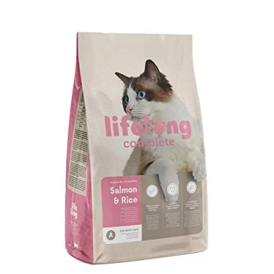 Image de Marque Amazon Lifelong Complete Croquettes complètes pour chats adultes, au Saumon &amp; riz, 1 x 10 kg