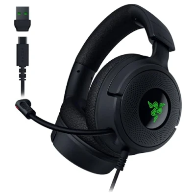 Image de Razer Kraken V4 X Casque de Jeu Filaire (Drivers Triforce 40mm, Micro cardioïde rétractable, Son Surround 7.1, Chroma RGB, pour PC Console et téléphones Via USB C) Noir