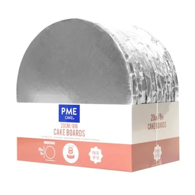 Image de PME Set de 10 Plateaux à gâteau Ronds avec bords enveloppés, Argentées (8&quot; / 20cm)