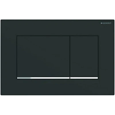 Image de Geberit 115883141 Sigma 30 plaque de déclenchement à 2 quantités pour chasse d&#039;eau l&#039;avant, + boutons Noir/rayures chromées