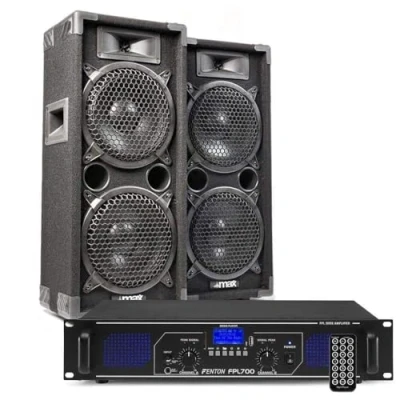 Image de MAX28 Kit Sono DJ et Amplificateur Bluetooth 1600W avec Fonction Lecteur MP3, Télécommande Incluse, Un Idéal pour Animer Toutes Vos Soirées