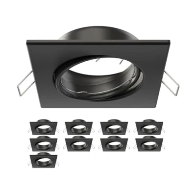 Image de ledscom.de 10 pièces cadre d&#039;encastrement au plafond RIR, carré, pivotant, noir mat