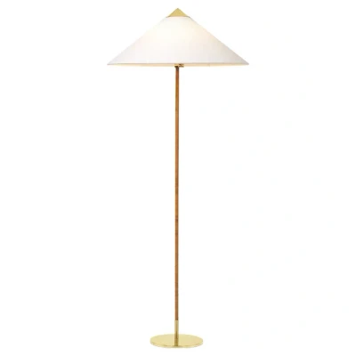 Image de GUBI 9602 lampadaire, laiton, avec abat jour toile