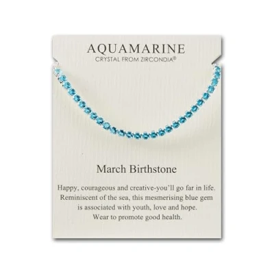 Image de Philip Jones Bracelet d&#039;amitié avec pierre de naissance du mois mars cristaux Zircondia® aigue marine, Cristal, Cristal