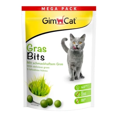 Image de GimCat Gras Bits Friandise pour Chat sans céréales et Riche en vitamines avec Herbe véritable 1 Sachet (1 x 425 g)
