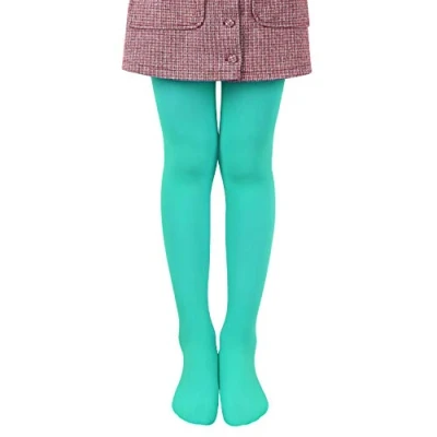 Image de L&amp;K II collants enfants de ballet filles danse avec pied 80 DEN opaque microfibre coloré 27251 vert 110/116