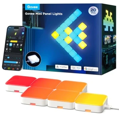 Image de Govee Mini panneau lumineux, panneaux muraux LED RGBIC, lumineux cube DIY, fonctionne avec Matter, Alexa, Google Assistant, pour salle de jeux, chambre à coucher, salon, lot 20