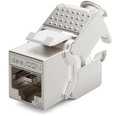 Image de deleyCON 1x Module Keystone CAT 6a Jack Blindé STP Connecteur RJ45 Installation Snap In Montage Câble Brut 500 Mhz 10 GBit/s