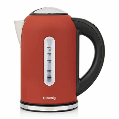 Image de H.Koenig Bouilloire électrique programmable INOX 1,7L BOE54 Rouge, Adaptable Thermostat réglable 40 100C, Ebullition Rapide, Compacte, Maintien au Chaud, 2200W