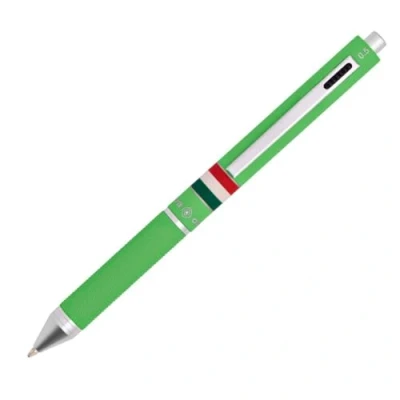 Image de Osama, Quadra Stylo Bille 0,8 mm Pointe Fine + Porte Mine 0,5 mm, à Déclic en Caoutchouc Couleur avec Encre Noire, Bleue et Rouge pour Papeterie, Fourniture Scolaire Bureau, Vert Clair