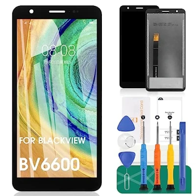 Image de SRJTEK Kit de réparation d&#039;écran LCD rechange pour Blackview BV6600E BV6600 Pro Touch Screen Digitizer Assemblée (Noir)