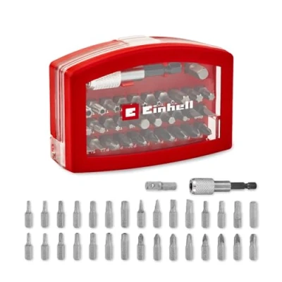 Image de Original Einhell Bit Box 32 pcs. (30x embouts 25 mm CrV, porte à changement rapide 60 mm, adaptateur de douille, boîte rangement avec clip ceinture, couvercle transparent)