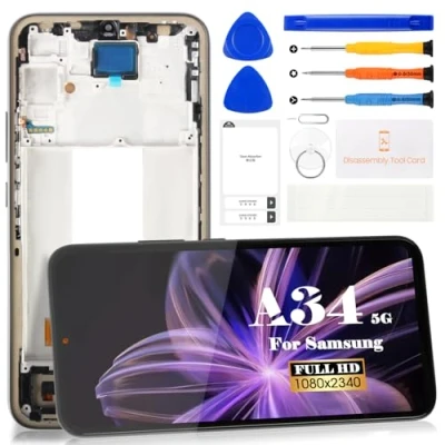 Image de Écran LCD TFT pour Samsung Galaxy A34 5G A346 SM A346E, A346B, A346M tactile Digitizer Assemblée Pièces de réparation avec outils (noir cadre)