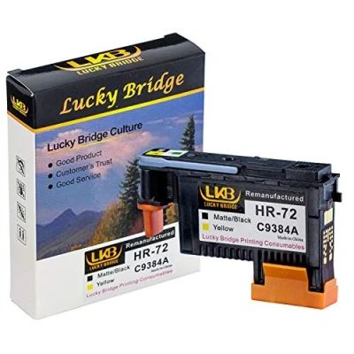 Image de Lucky Bridge Tête d&#039;impression HP72 Mat/Noir Jaune C9384A reconditionnée avec de Nouvelles puces mises à Jour Remplacement pour HP Designjet T610 T620 T770 T790 T1100 T1120 1200 T1300 T2300 (72 C9