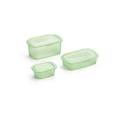 Image de Lékué 3420000SURM017 Récipients en Silicone réutilisables pour Conserver Les Aliments, Green Translúcido, 0.2 l,0.5 l,1 l, Kit de 3