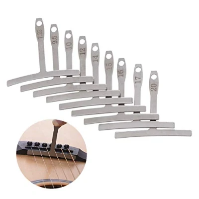 Image de Set of 9 Understring Radius Gauge for Guitar and Bass Setup Luthier Tools Bridge Saddle Adjustments