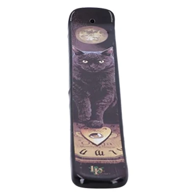 Image de Nemesis Now His Master&#039;s Voice Brûleur d&#039;encens 24,5 cm en résine, Lisa Parker encens, Motif Exclusif Chat Noir et Lune, moulé dans la résine Plus Fine, Peint à Main, Peut
