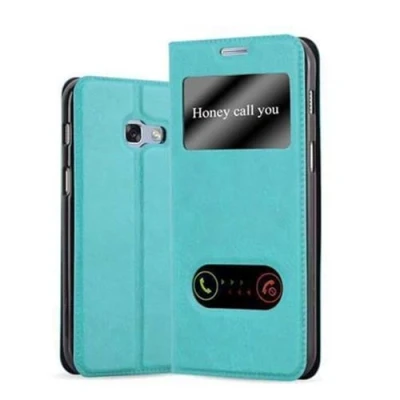 Image de cadorabo Coque pour Samsung Galaxy A5 2017 en Turquoise Menthe Housse Protection avec Stand Horizontal et Deux Fenêtres Portefeuille Etui Poche Folio Case Cover