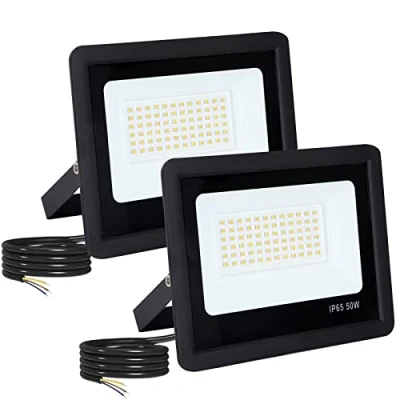 Image de FUPE Projecteur led Exterieur 2 Pcs, Projecteurs Extérieurs IP65 Etanche Super Lumineux Noir 50W 5000lm Eclairage Mural Extérieur toit jardin porte garage (6500k lumière froide)