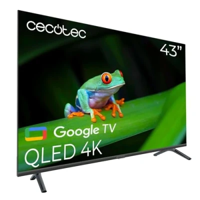 Image de Cecotec Smart TV QLED 43 Pouces Résolution 4K UHD Série V4 VQU40043S. Google TV, HDMI 2.1, USB 3.0, HDR10, 16 Go ROM, Voice Assitant, Chromecast, Dolby Vision&amp;Atmos, VRR