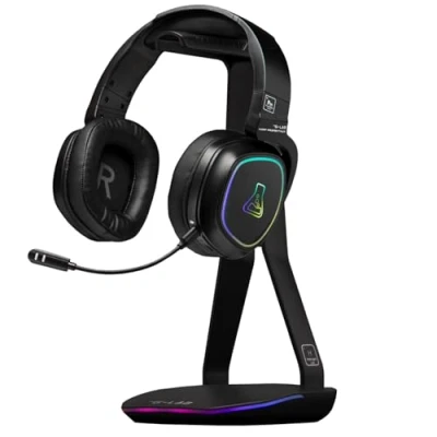 Image de The G Lab K Stand Hydrogen Support de Casque Gamer RGB 7 Couleurs, Bouton on/Off, 2 x Hub USB + C, Base Antidérapante Universel pour PC/Ps5/Ps4/Xbox Noir New