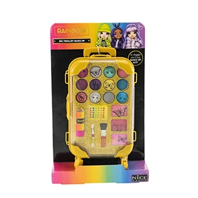 Image de Nice Group Rainbow High Big Trolley Make Up, Set de Maquillage pour Enfants avec Fard à paupières, Rouge lèvres et Pierres 3D