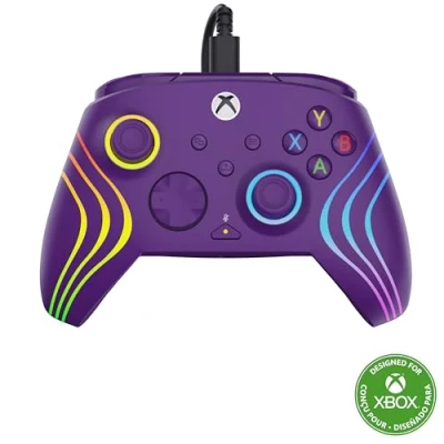 Image de Turtle Beach Afterglow Wave Controller Violet Manette de jeu RGB filaire Licence pour Xbox Series XS, One et Windows Boutons programmables, gachettes à effet Hall, commandes audio