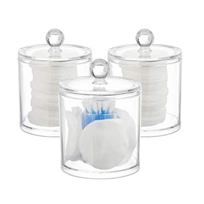 Image de Relaxdays 10026558_50 Distributeur démaquillant, Boite, Range Coton Organiseur Couvercle Set de 3, Acrylique, Transparent, 13 x 10 cm