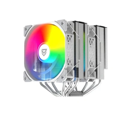 Image de Nfortec SCULTOR X Refroidisseur de CPU double tour avec 6 caloducs, 2x120mm A RGB PWM, TDP 220W, compatible LGA1700 et AM5, blanc