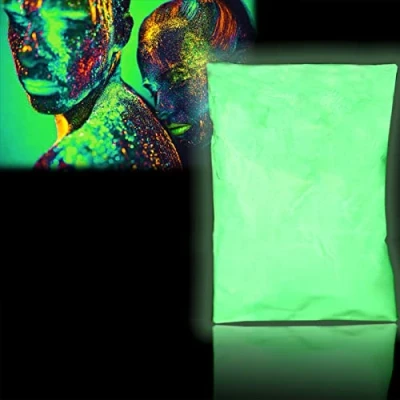 Image de Brrnoo Poudre fluorescente, 100 g pigments luminescents professionnels, phosphorescent, couleur, photoluminescence, non toxique, aluminate de strontium, lumières au néon, nuits dans les