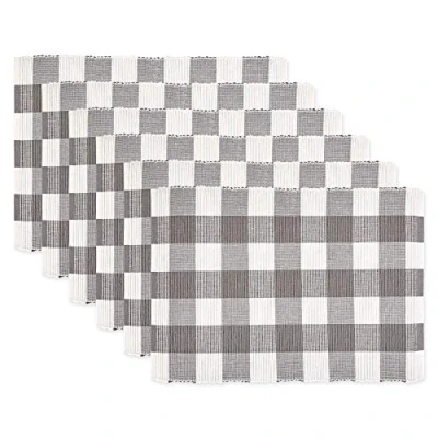 Image de DII Buffalo Check Collection Lot de 6 Sets Table Classiques Ferme, 33 x 48 cm, Gris et Blanc