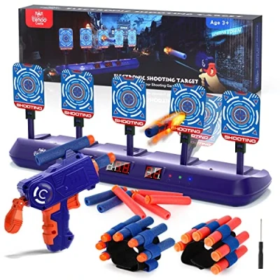 Image de Lehoo Castle Cible pour Nerf, Electronique avec 5 Cibles 3 Modes, Jeu de Tir Effet Lumineux et Sonore (Bleu Un Pistolet), 3+ ans