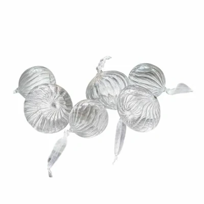 Image de Loberon Set de 6 Boules Noël Bavella, Deux Tailles, soufflées à la Bouche, Structure cannelures délicates, Noël, décoration décorations pour Sapin, Verre. Transparent