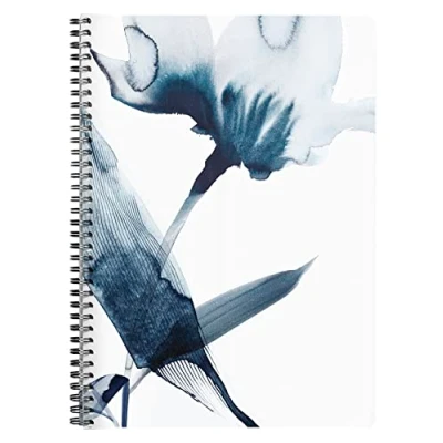 Image de Clairefontaine 115929C Un Cahier à Spirale motif Floral Peint l&#039;Encre Bleue A4 21x29,7 cm 148 Pages Lignées avec Marge Papier Blanc 90g Collection Inkebana 2 visuels, livraison aléatoire