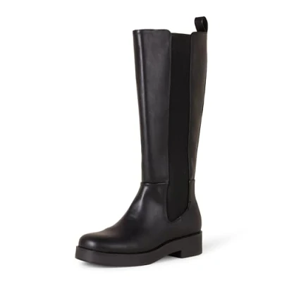 Image de Amazon Essentials Botte haute à soufflet Femme, Noir, 35 EU