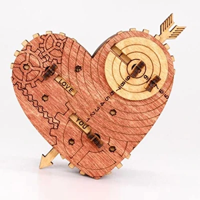 Image de iDventure Tin Woodman`s Heart. Une boîte au trésor mécanique Cache bijoux cadeaux de mariage Cryptex Emballage cadeau anniversaire Questbox Saint Valentin Puzzle 3D