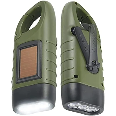 Image de Simpeak Lampe de Poche Solaire Lot 2 Torche LED &amp; Manivelle Flashlight Rechargeables Les Activité en Plein Air d&#039;urgence